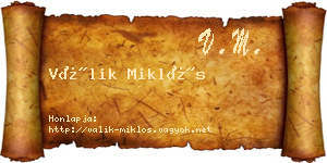 Válik Miklós névjegykártya